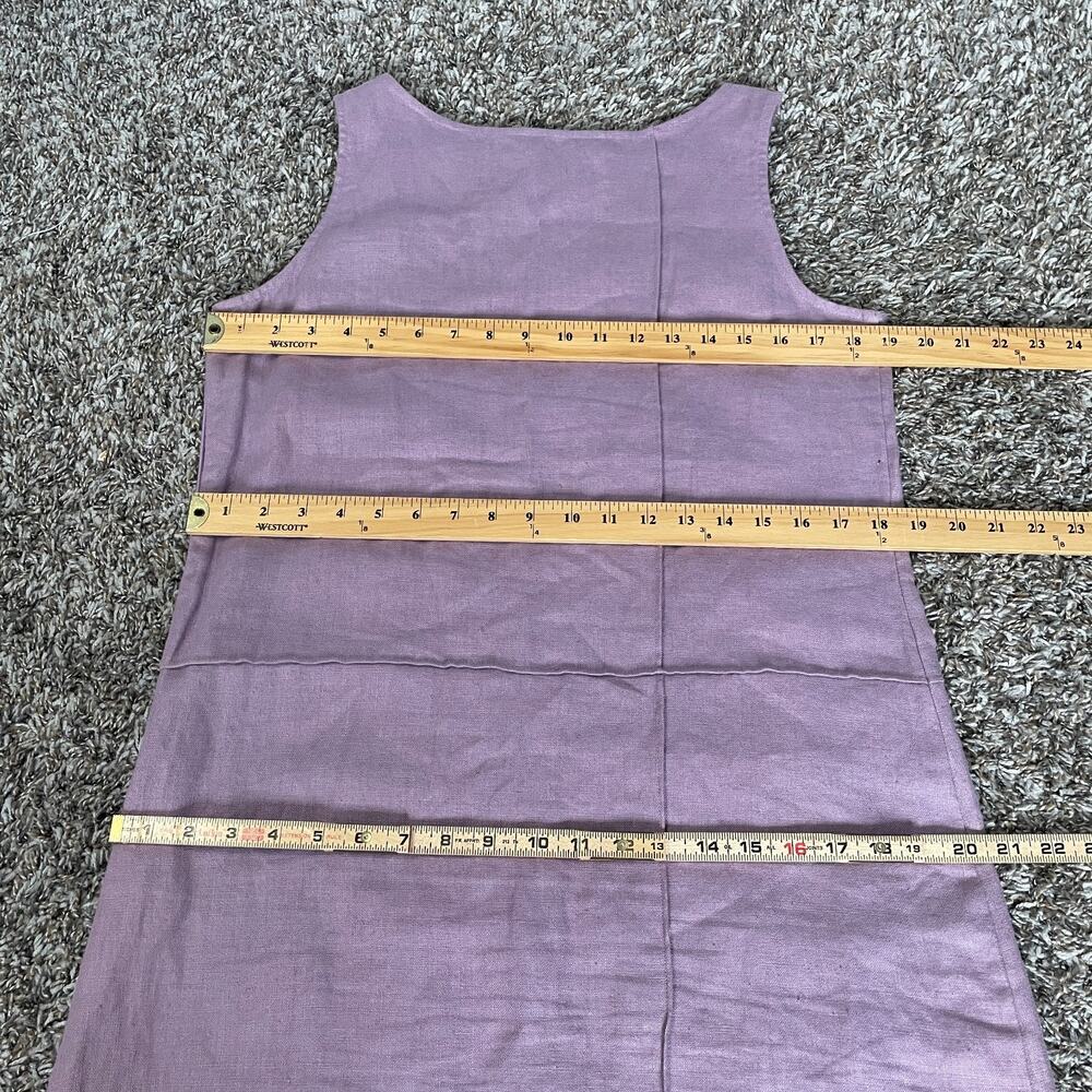 Vintage Shift Dress Size Medium Petite MP Purple Linen Embroidered Sleeveless - Picture 12 of 14